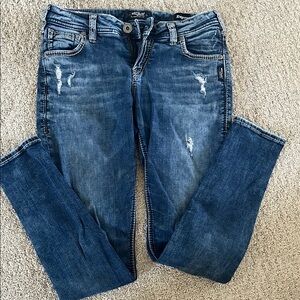 Silver Jeans Blue Skinny Distressed Denim